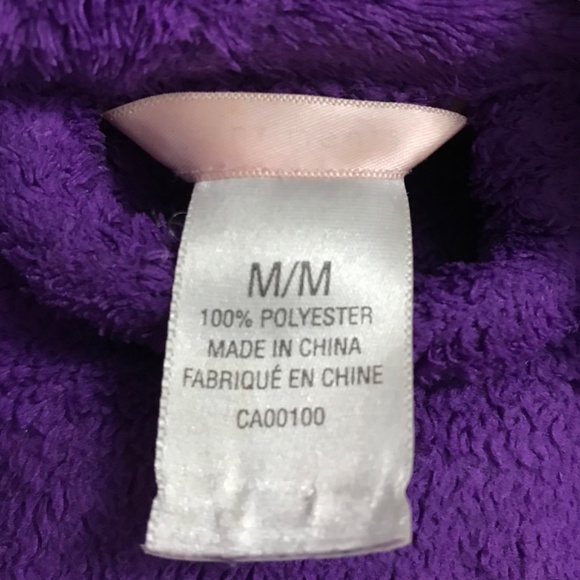 Sentiments Dark Purple Long Sleeve Soft Bath Robe M Pockets Waist Tie Belt - Picture 3 of 3